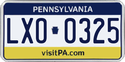 PA license plate LXO0325