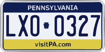 PA license plate LXO0327