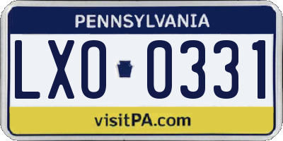 PA license plate LXO0331