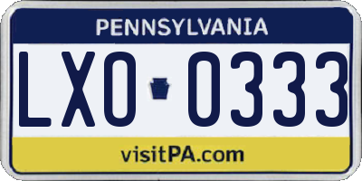 PA license plate LXO0333