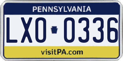 PA license plate LXO0336
