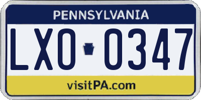 PA license plate LXO0347