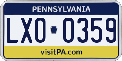 PA license plate LXO0359