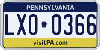 PA license plate LXO0366
