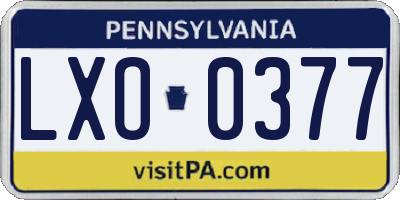 PA license plate LXO0377