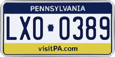 PA license plate LXO0389