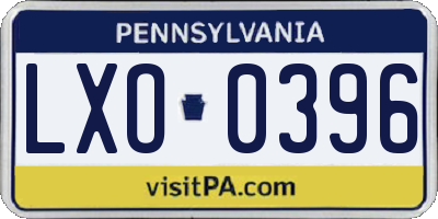 PA license plate LXO0396