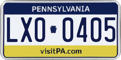 PA license plate LXO0405