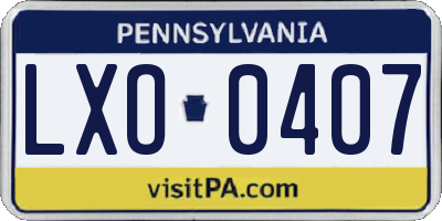 PA license plate LXO0407