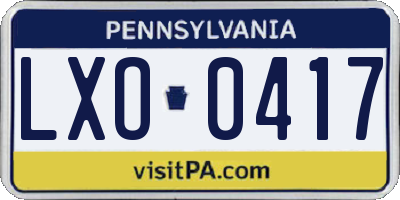 PA license plate LXO0417