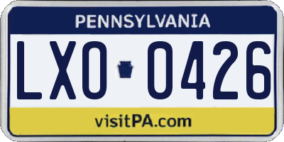 PA license plate LXO0426
