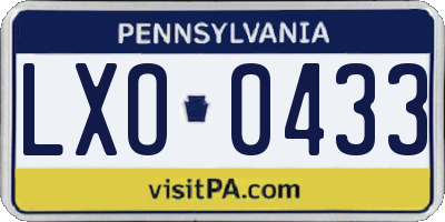 PA license plate LXO0433