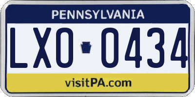 PA license plate LXO0434