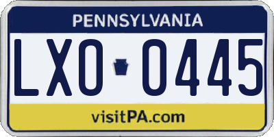 PA license plate LXO0445