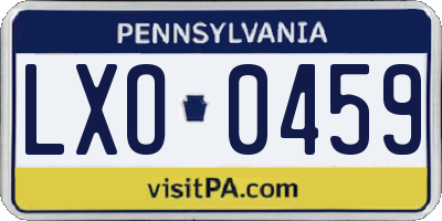 PA license plate LXO0459