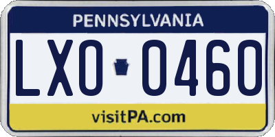 PA license plate LXO0460