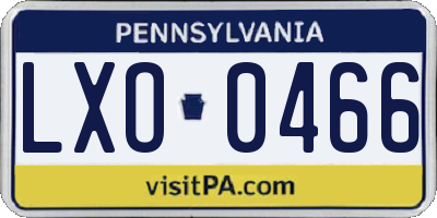 PA license plate LXO0466