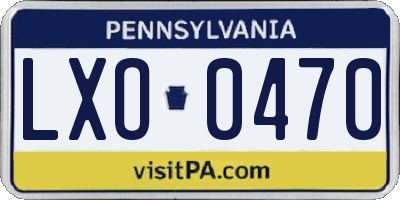 PA license plate LXO0470