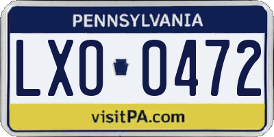 PA license plate LXO0472