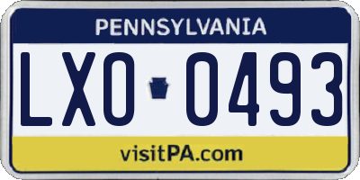 PA license plate LXO0493