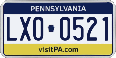 PA license plate LXO0521