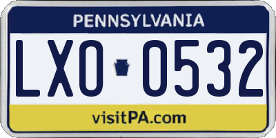 PA license plate LXO0532