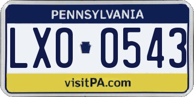 PA license plate LXO0543