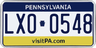 PA license plate LXO0548