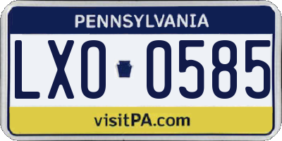 PA license plate LXO0585
