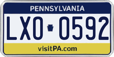 PA license plate LXO0592