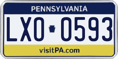 PA license plate LXO0593