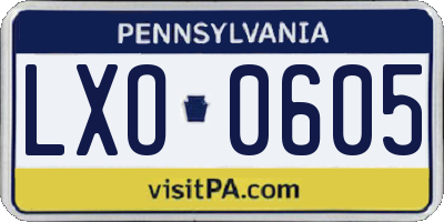 PA license plate LXO0605