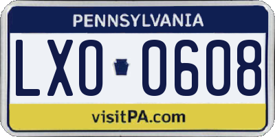 PA license plate LXO0608