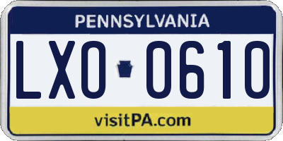 PA license plate LXO0610