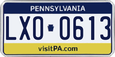 PA license plate LXO0613