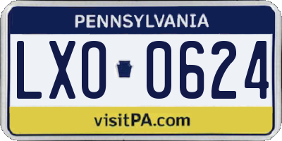 PA license plate LXO0624
