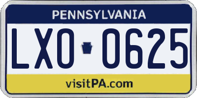 PA license plate LXO0625