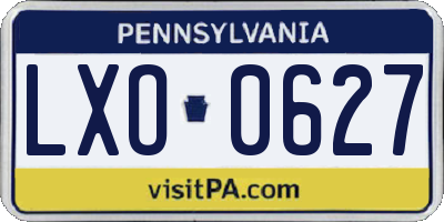 PA license plate LXO0627