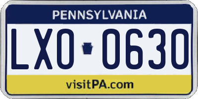 PA license plate LXO0630