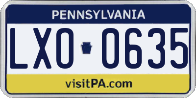 PA license plate LXO0635
