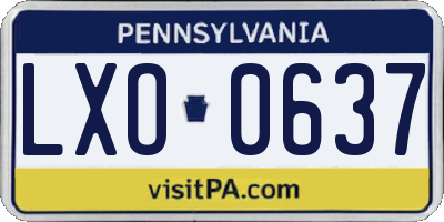 PA license plate LXO0637