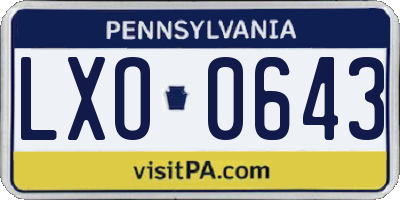 PA license plate LXO0643