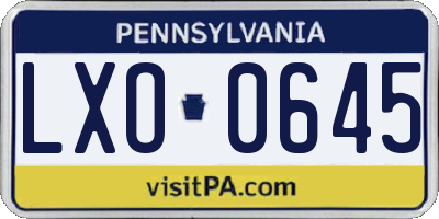 PA license plate LXO0645