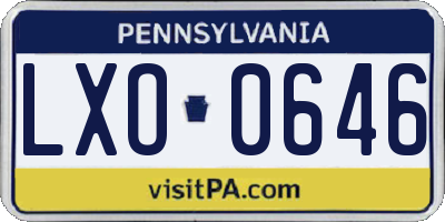 PA license plate LXO0646