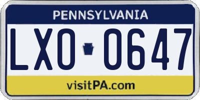 PA license plate LXO0647