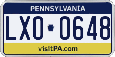 PA license plate LXO0648