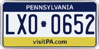 PA license plate LXO0652