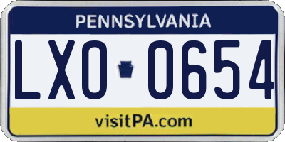 PA license plate LXO0654
