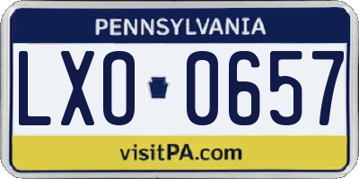 PA license plate LXO0657