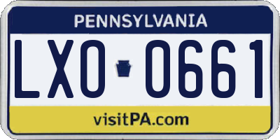 PA license plate LXO0661